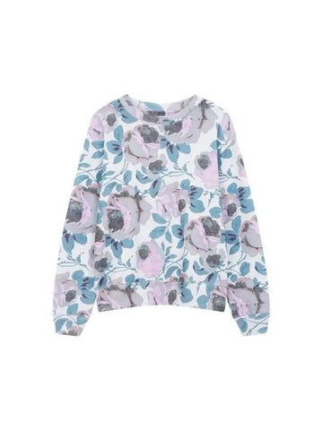 Floral Pattern Cotton Sweatshirt Light Purple - DRIES VAN NOTEN - BALAAN 1