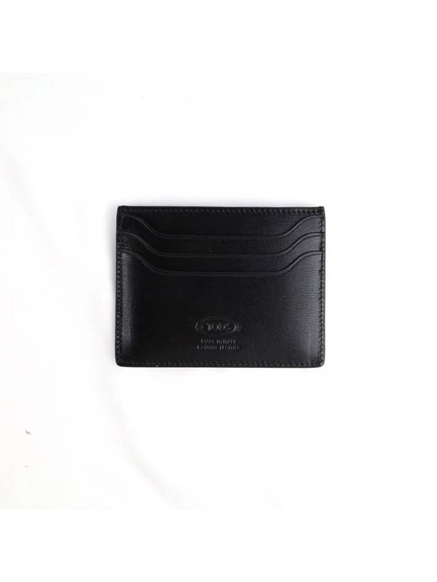 Metal T Logo Leather Card Wallet Black - TOD'S - BALAAN 3