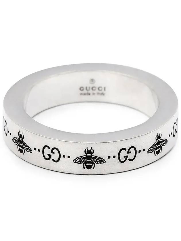 GG Bee Engraved Thin Ring Silver - GUCCI - BALAAN 4