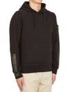 Logo Patch Brushed Cotton Hoodie Black - STONE ISLAND - BALAAN 4