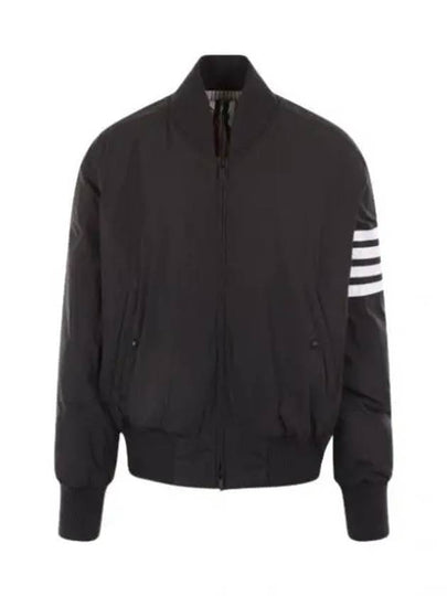 Poly Twill 4-Bar Oversized Knit Down Bomber Jacket Charcoal - THOM BROWNE - BALAAN 2