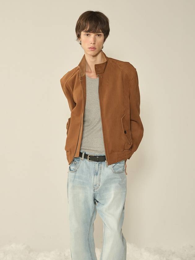 Suede High Neck Jacket Camel - KINETO - BALAAN 1