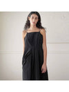 Cotton Nylon Draping Long Dress Black - NOIRER FOR WOMEN - BALAAN 1