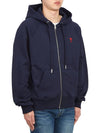 Small Heart Logo Cotton Zip Up Hoodie Night Blue - AMI - BALAAN 5