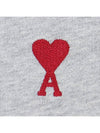 Chain Stitch Heart Logo Long Sleeve T-Shirt Grey - AMI - BALAAN 6