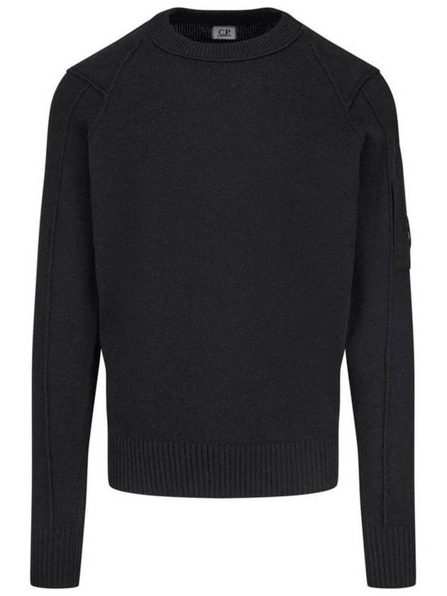 Men's Lens Wappen Wool Crew Neck Knit Black - CP COMPANY - BALAAN 2