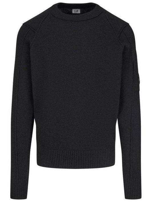 Men's Lens Wappen Wool Crew Neck Knit Black - CP COMPANY - BALAAN 2