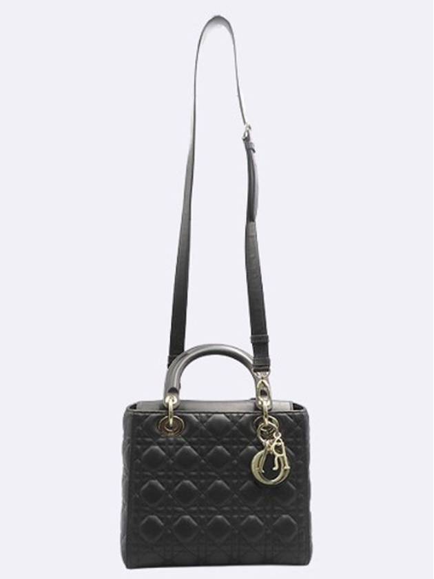 Dior M0565ONGE Black Cannage Lambskin LADY Medium Tote Shoulder Bag - DIOR - BALAAN 4