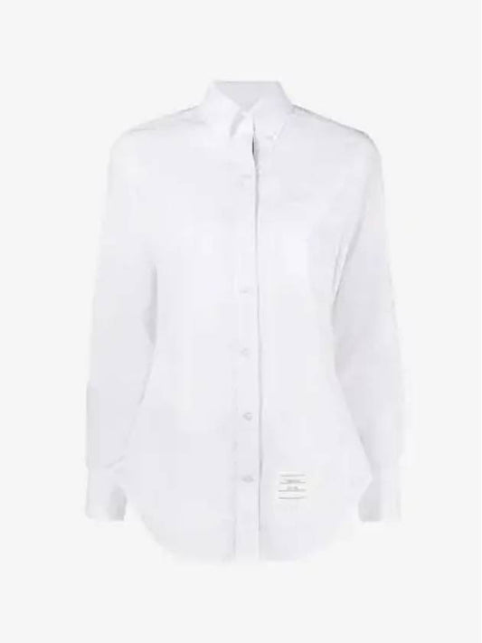 Logo Patch Cotton Shirt White - THOM BROWNE - BALAAN 2