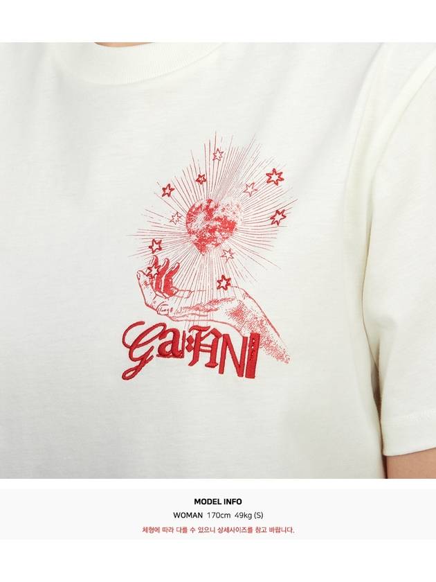 Logo Print Crew Neck Short Sleeve T Shirt White - GANNI - BALAAN 7