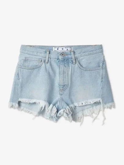 Twisted Logo Patch Denim Shorts Blue - OFF WHITE - BALAAN 2