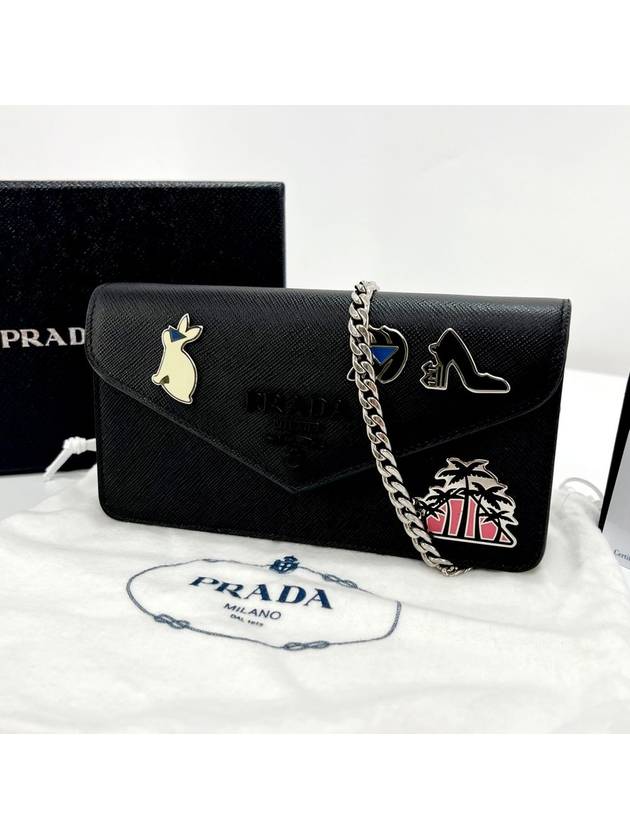 Saffiano chain cross bag black 1DH044 - PRADA - BALAAN 2