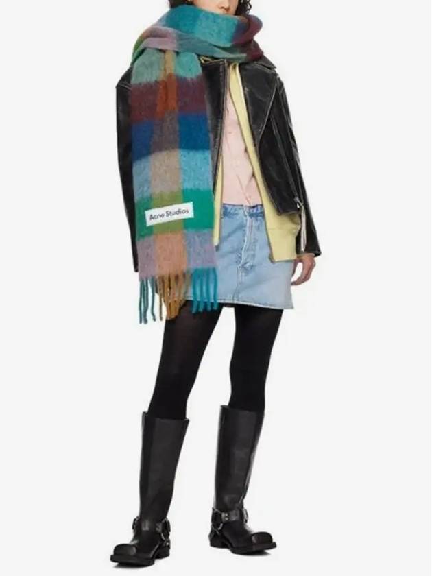 Check Mohair Muffler Turquoise Camel Blue - ACNE STUDIOS - BALAAN 4