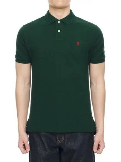 Custom Slim Fit Mesh Polo Shirt Green - POLO RALPH LAUREN - BALAAN 2