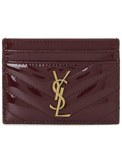 Cassandre Matelasse Patent Leather Card Wallet Dark Red Wine - SAINT LAURENT - BALAAN 2