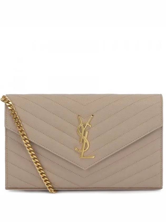 Monogram Matelasse Chain Shoulder Bag Beige - SAINT LAURENT - BALAAN 2