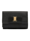 Vara Bow Compact Half Wallet Black - SALVATORE FERRAGAMO - BALAAN 2