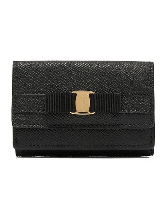 Vara Bow Compact Half Wallet Black - SALVATORE FERRAGAMO - BALAAN 2