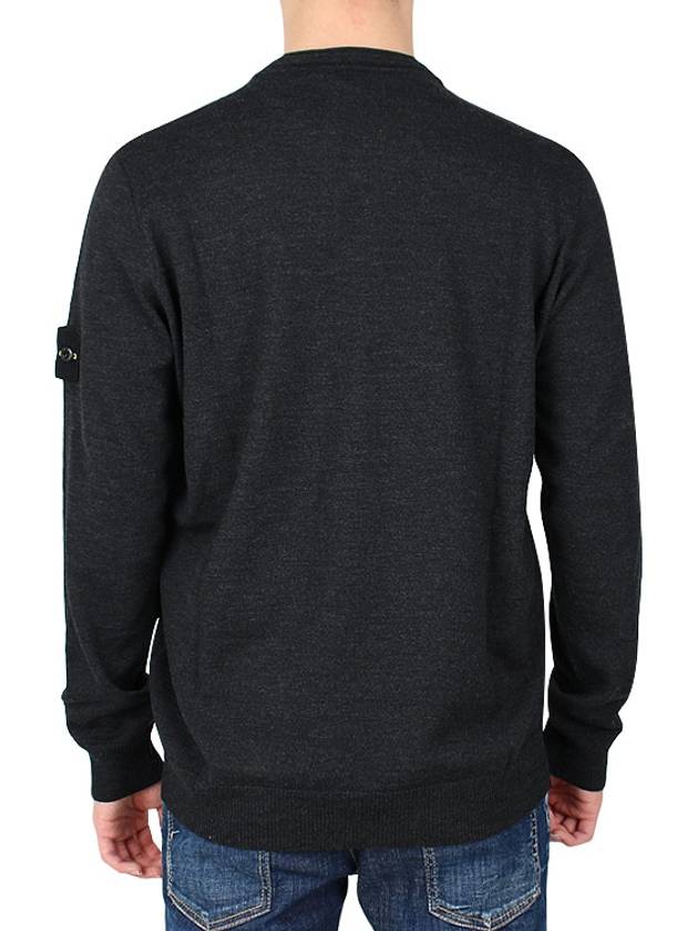 Regular Fit Crew Neck Wool Knit Top Melange Charcoal - STONE ISLAND - BALAAN 5