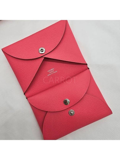 Calvi Duo Card Wallet Rose - HERMES - BALAAN 2