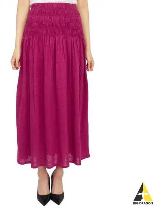 Tinoa Elastic Linen Long A-Line Skirt Purple - VANESSA BRUNO - BALAAN 2
