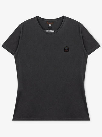 Women s Logo Patch Black Short Sleeve T Shirt PWTEEBT32 541 - PARAJUMPERS - BALAAN 1