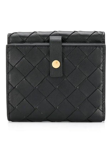 Intrecciato Mini Half Wallet Black - BOTTEGA VENETA - BALAAN 1