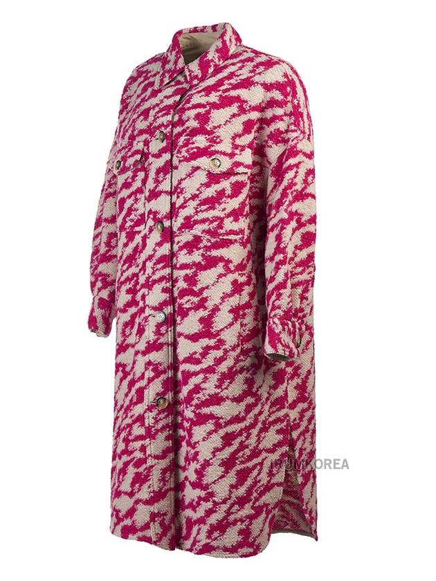 Women's Pontage Zebra Long Single Coat Pink - ISABEL MARANT - BALAAN 3