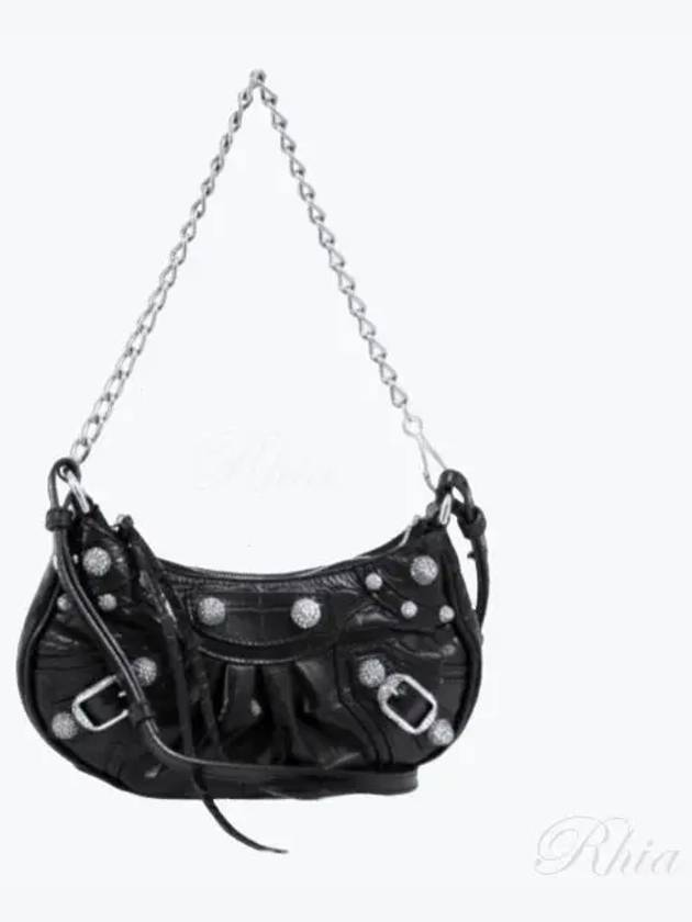 Le Cagol Mini Chain Bag 695814 Silver Black - BALENCIAGA - BALAAN 1