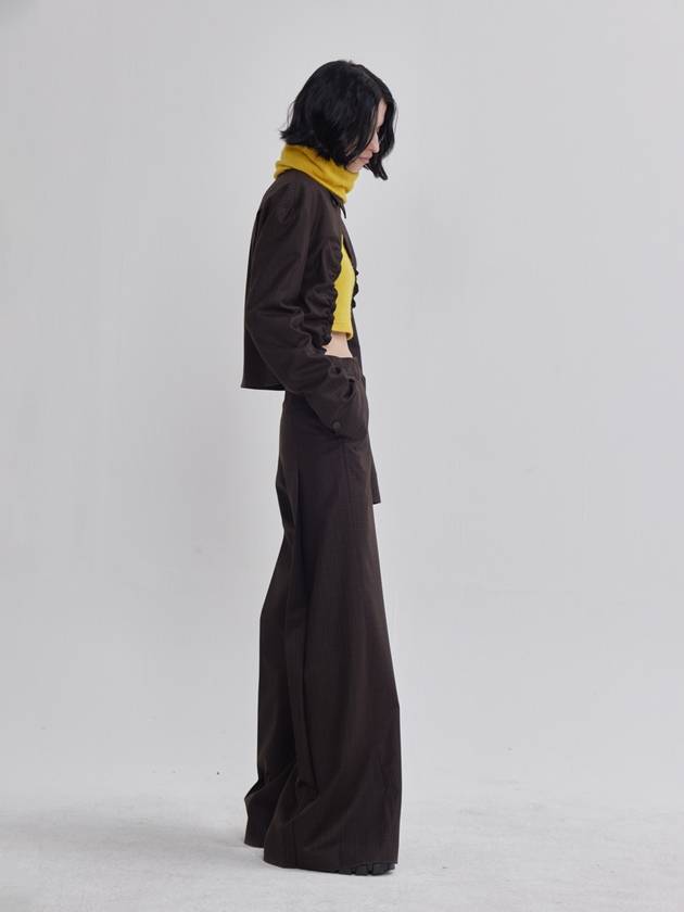 back plate pleated detail wide pants brown - LIE - BALAAN 6