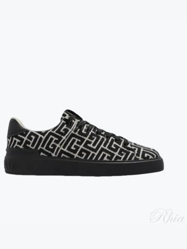 B Court Jacquard Monogram Low Top Sneakers Black - BALMAIN - BALAAN 2