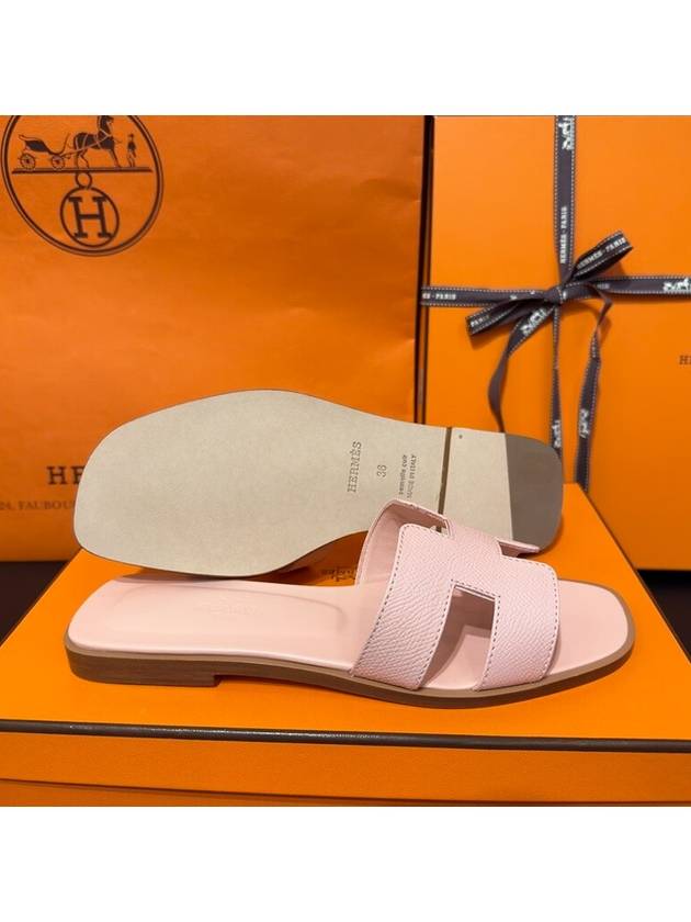 Oran Leather Sandals Rose Pale - HERMES - BALAAN 4