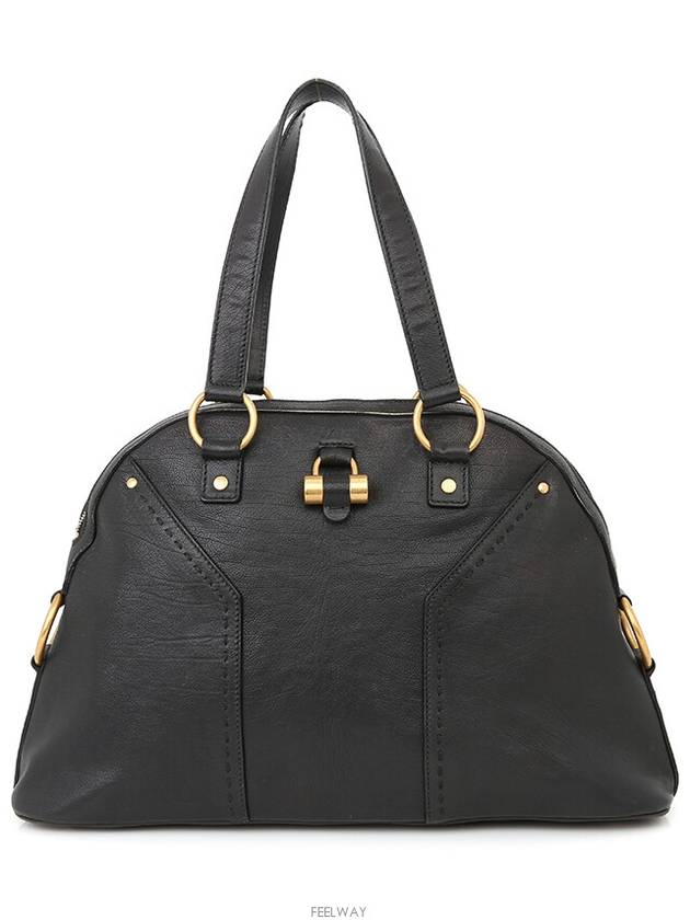 YSL Yip Muse Bag Black Gold Medium Tote 156464 Shoulder - SAINT LAURENT - BALAAN 1