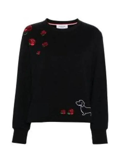 Loopback Hector Rose Oversized Crew Neck Cotton Sweatshirt Navy - THOM BROWNE - BALAAN 2