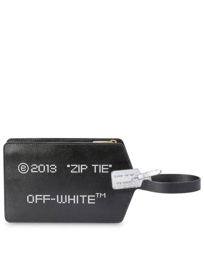 23 fw Black Leather Zipper Tie Medium Clutch OWNS026F23LEA0011000 B0480784538 - OFF WHITE - BALAAN 2