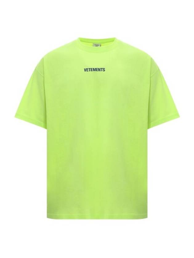 Logo Label Short Sleeve T-Shirt Neon Yellow - VETEMENTS - BALAAN 1