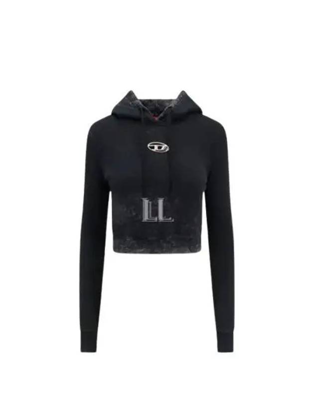 F Slimmy Hood P5 Metal Logo Faded Cut Out Hoodie Black - DIESEL - BALAAN 2