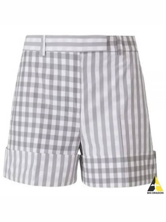 Gingham Check Double Face Poplin Shorts Medium Grey - THOM BROWNE - BALAAN 2