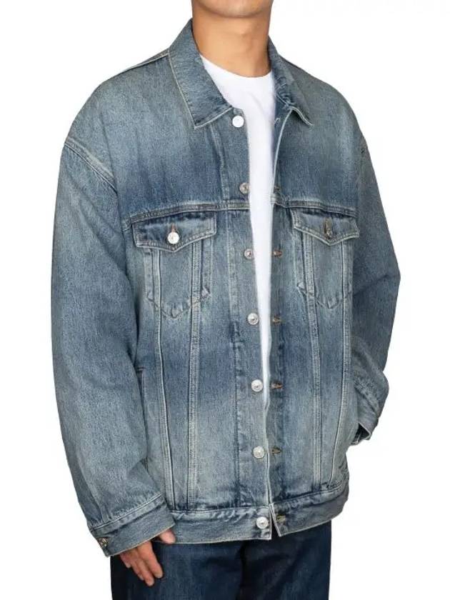 Back Logo Print Oversized Denim Jacket Blue - BALENCIAGA - BALAAN 5