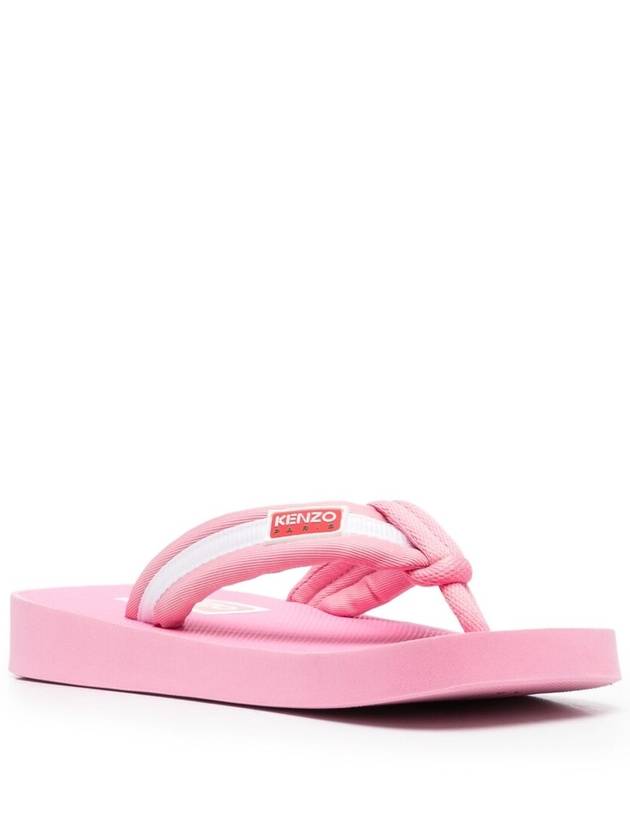 Logo Patch Striped Flip Flops Pink - KENZO - BALAAN 3