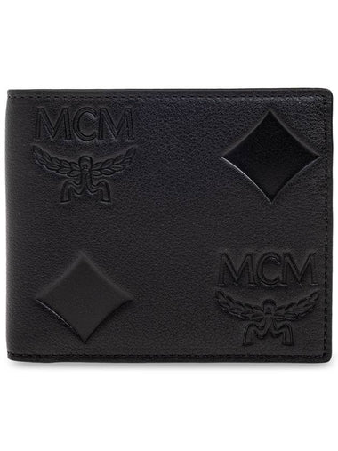 MCM Leather Wallet With Visetos Pattern, Men's, Black - MCM - BALAAN 1