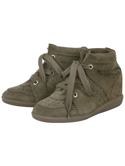 Bobby Wedge Suede High Top Sneakers Khaki - ISABEL MARANT - BALAAN 2