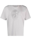 Men's Logo Print Crew Neck Short Sleeve T-Shirt Grey - STONE ISLAND - BALAAN 2