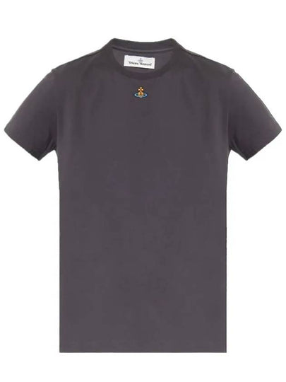 Embroided ORB Peru Short Sleeve T-Shirt Grey - VIVIENNE WESTWOOD - BALAAN 2