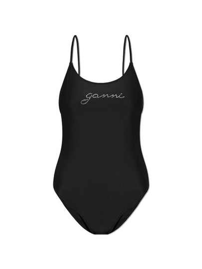 Tie String One-Piece Swimsuit Black - GANNI - BALAAN 2