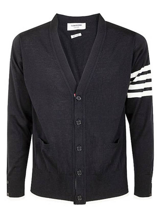 Wool 4-Bar Cardigan Black - THOM BROWNE - BALAAN 2