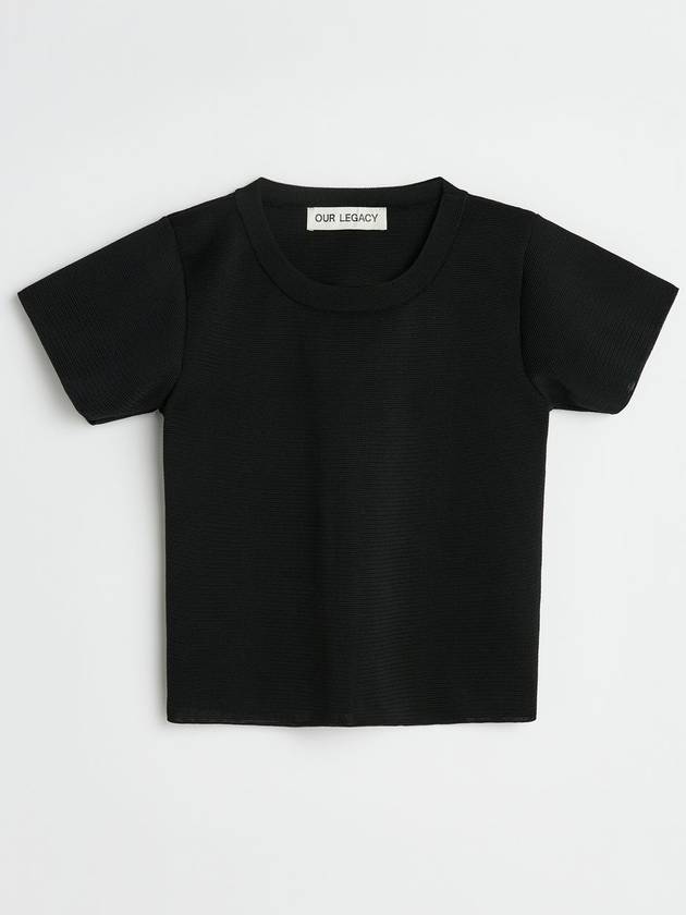 Knitted Cropped Performance Poly Short Sleeve T-Shirt Black - OUR LEGACY - BALAAN 2