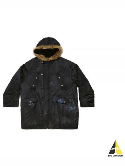 Fur Hooded Military Parka Black - BALENCIAGA - BALAAN 2