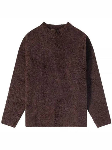 SHERPA SNM SHAGGY BOUCLE 893 BLACK GRAPE Sherpa bouclé round neck knit - STUDIO NICHOLSON - BALAAN 1