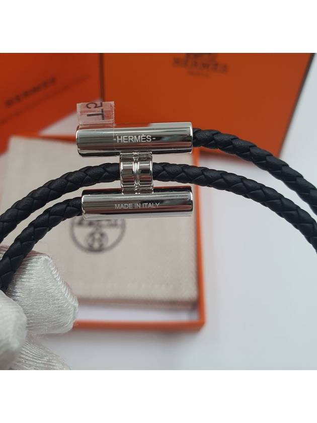 Tunis Tresse Palladium Bracelet Noir - HERMES - BALAAN 5